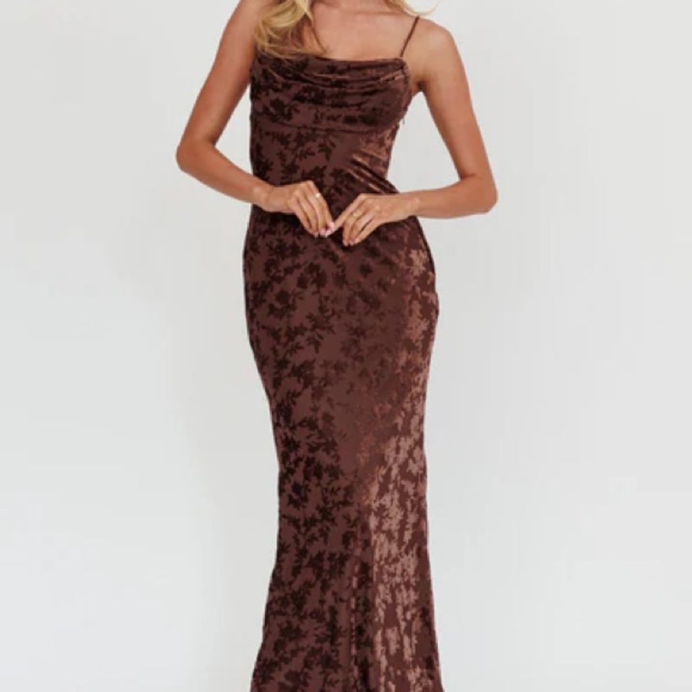 Elegant Brown Floral Women's Dress